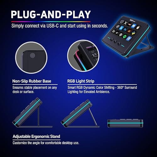 VSDINSIDE Macro Keypad, Stream Controller Deck Gaming Streaming Shortcut Keyboard, 18 Programmable Keys Customizable Visual AI Pad USB Soundboard for OBS, YouTube, Desk Office Setup, Laptop, PC, Mac thumbnail 4