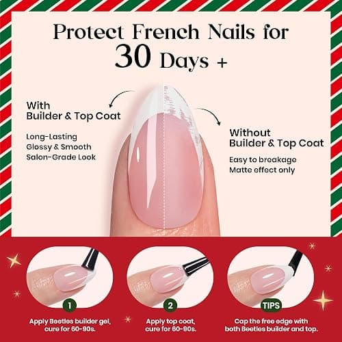 Beetles Pre-French Tips Gel Nail Tips - Pink Short Square Press On Nails,15 Sizes 150 Pcs 4 in 1 Nails Tip thumbnail 5