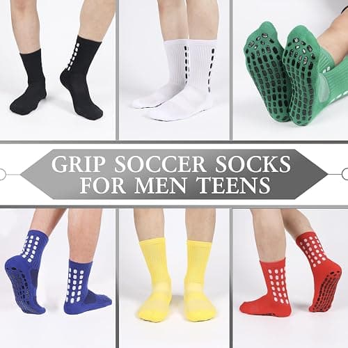 Barrlves 6 Pairs Grip Soccer Socks Colorful Non Slip Sports Football Basketball Hospital Yoga Socks for Men Women thumbnail 2