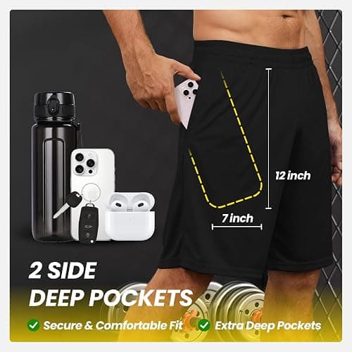 BALENNZ Athletic Shorts for Men with Pockets and Elastic Waistband Quick Dry Activewear thumbnail 2