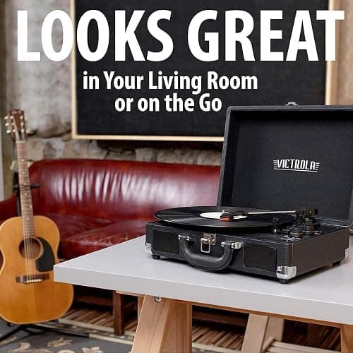 Victrola Vintage 3-Speed Bluetooth Portable Suitcase Record Player with Built-in Speakers | Upgraded Turntable Audio Sound| Includes Extra Stylus | Turquoise, Model Number: VSC-550BT-TQ - Turquoise thumbnail 6