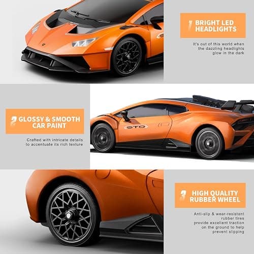LUXOS RC Lamborghini Remote Control Car for Boys 4-7, 1:18 Scale Official Licensed Lamborghini Toy Car, 2.4Ghz RC Drift Car Toys for Adults Boys 8-12 Kids Birthday Gift Ideas, Drift RC Cars (Orange) thumbnail 4