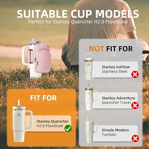 SUITMAT Water Bottle Pouch for Stanley Quencher H2.0 FlowState Tumbler, Large Pouch Bag for Stanley Cup Accessories, Cup Backpack with Multiple Pockets for Phone, Cards, Keys (Bag Only) thumbnail 3