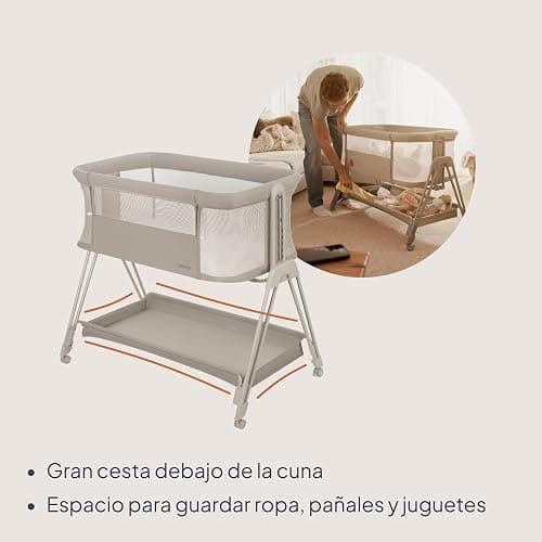 lionelo Luna Cuna de colecho portátil con colchon Cuna de Viaje Bebe co-Sleeping Desde recién Nacido hasta los 9 kg Altura e inclinación Regulables 4 Ruedas con Bloqueo ventilada | De Colecho, Portátil con Colchón Cuna de Viaje Bebé Co-Sleeping desde Recién Nacido, Ruedas con Bloqueo Ventilada thumbnail 4