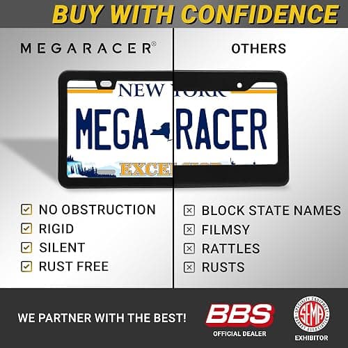 Premium Slim Matte Black License Plate Frame – 1 Piece, Rust-Free Stainless Steel & Rattle-Free, Street Legal, Universal with Screw Caps, Thin Edged Metal Front or Rear Car Tag Holder for Men & Women thumbnail 8