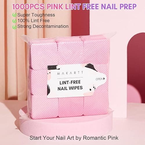 Makartt Lint Free Nail Wipes: Nail Polish Remover Pads 1000PCS Eyelash Extension Glue Wipes, Super Absorbent Soft Gel Nails Wipes Dry Wipes for Nail Prep and Gel Polish Remover, Pink thumbnail 8