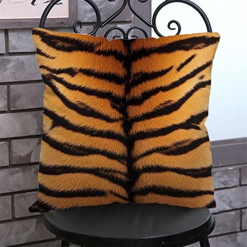 Nicokee Cotton Linen Pillow Covers Animal Tiger Skin Print Throw Pillow Covers Cases for Couch Sofa Bed Home Decor 18 X 18 Inches thumbnail 3