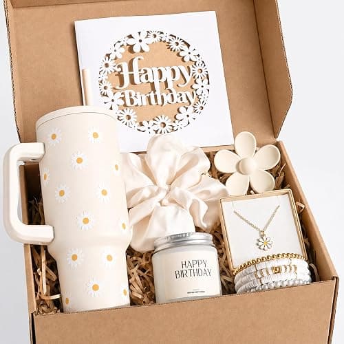 Mirasphere Birthday Gifts for Teen Girls Women - Cute Teen Girl Gifts with Daisy Tumbler - Happy Birthday Box for Women Her Sister Best Friend Daughter Female of All Ages (Daisy) - Image 1