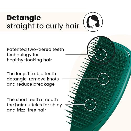 Tangle Teezer Ultimate Detangler Brush for Wet & Dry Hair, Eliminates Knots & Reduces Breakage for All Hair Types, Amazon Exclusive Emerald Green thumbnail 2