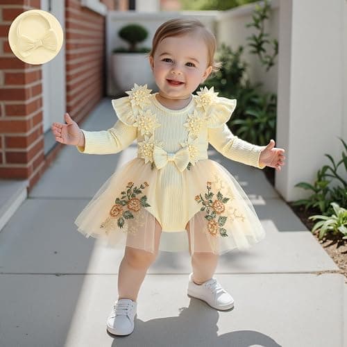 Baby Girl Fall Winter Clothes Long Sleeve Romper Dress + Socks + Headband Newborn Infant Cute Casual Outfits thumbnail 5