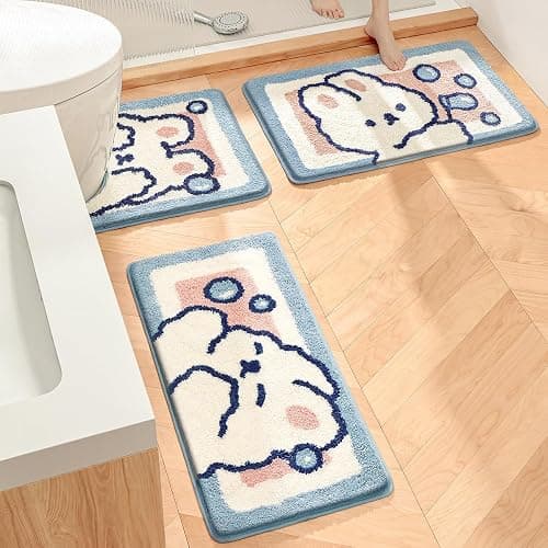 Molesun Rabbit Bathroom Mat, Extra Soft and Absorbent Cute Bath Rugs, Machine Wash Dry, Animal Non-Slip Carpet Mat for Tub, Shower, and Bath Room, 16" x 24" thumbnail 8