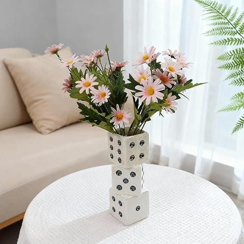 MOUGIGI Ceramic Dice Vase - Unique Decor for Dried Flowers, Rose, Pampas Grass - Stunning Design for Any Modern Space for Inspiring Smiles thumbnail 7