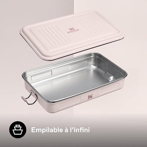 STANLEY 1913 The Useful Classic Box 1.2 L - Lavable au lave-vaisselle - Boîte à lunch en acier inoxydable - Boîte à sandwich empilable - Sans BPA - Fermeture sécurisée - Rose Quartz thumbnail 6