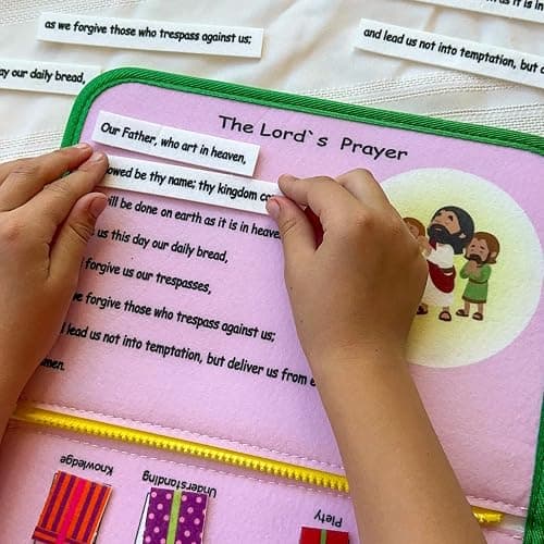 My Pray & Play Busy Board Book - Quiet Felt Activity Book for Catholic Children -Interactive Learning Tool for Mass, Church, Travel, and Bible Learning - Brother Francis/Saintly Heart thumbnail 8