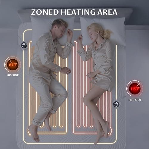 Queen Size Electric Heated Mattress Pad - Bed Warmer with Memory & Preheat Functions, 12 Heat Settings Dual Control for 1-12 Hours Auto Off, Lighted Button thumbnail 7