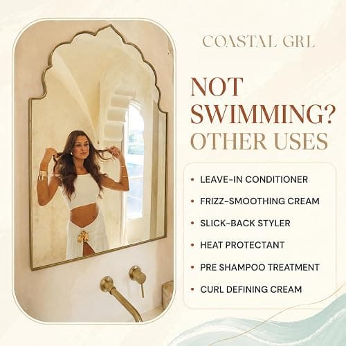 Coastal Grl PRE-SWIM Saltwater & Chlorine Hair Protectant, Leave In Conditioner for Swimming, Pool & Beach for Dry Frizzy, Color Treated Hair & Extensions, Tropical Coconut Pineapple Scent, 6.8 fl oz thumbnail 8