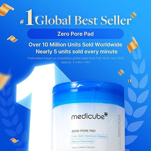 Medicube Zero Pore Pads 2.0, Dual-Textured Facial Toner Pads for Exfoliation and Pore Care with 4.5% AHA Lactic Acid & 0.45% BHA Salicylic Acid, Ideal for All Skin Types, Korean Skin Care (70 units) thumbnail 2