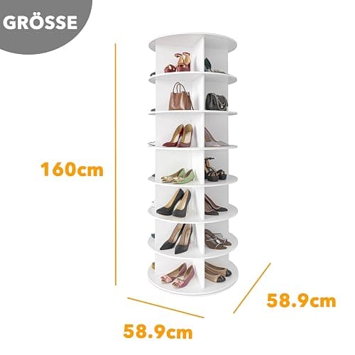 SpaceAid 7 Tier Rotating Shoe Rack Tower, Spinning Shoe Display Lazy Susan, Revolving 360 Shoe Rack Storage Round Carousel, Vertical Handbag Rotate Shoes Closet Organization (7-Tier White) thumbnail 3