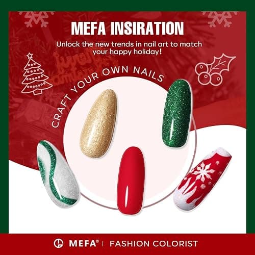 MEFA Christmas Gel Nail Polish Set, 6 Colors Burgundy Red Dark Green Glitter Gel Polish Silver Gold Sparkle Nail Polish Manicure Soak Off Salon Gifts for Women Girl thumbnail 4