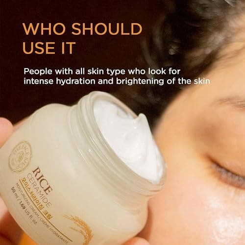The Face Shop Rice Ceramide Moisturizing Cream - Rice Extract + Rice Bran Oil - Hydrating Targets Dryness, Brightening - Dermatologically Tested - Lightweight Moisturizer Face Cream - Korean Skin Care thumbnail 6