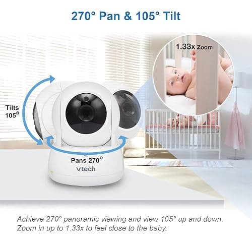 VTech VM924 Video Baby Monitor with Camera, Pan&Tilt, Baby Monitor with 5" LCD Screen,Up to 17 Hrs Battery Life,1.33x Zoom,Night Vision,300m Long Range,Soothing Sounds,2-Way Talk,Secured Transmission thumbnail 4