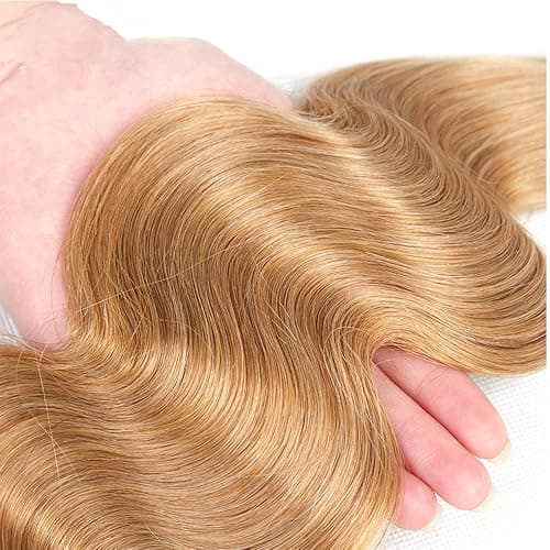 #27 Honey Blonde Bundles Human Hair Body Wave Bundles 22 22 22 Inch Blonde Body Wave Human Hair Extensions Double Weft Unprocessed Brazilian Virgin Hair 3 Bundle 50 Grams Per Bundle For Woman thumbnail 6