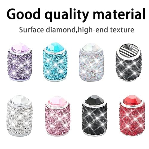 zipelo Bling Valve Stem Caps, 4 Pack Crystal Rhinestone Car Tire Valve Covers, Dustproof Stem Cap for Auto Wheel, Sparkling Tire Air Valves Cover, Universal for Most Vehicles (Pink) thumbnail 5