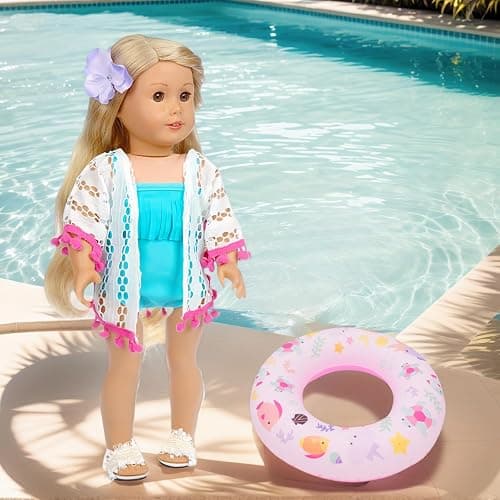 18 Inch American Doll Accessories, Fashion Doll Swimming Play Sets for American 18 Inch Girl Including Clothes Swimsuit Sunglasses Phone Shoes thumbnail 3
