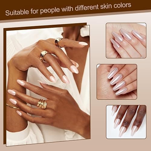 Artdone 2 Jars Chrome Nail Powder White and Gold Pearl | Iridescent Aurora Powder Metallic Mirror Effect Pigment Pearlescent Mermaid Pearl Glitter Dust Kit thumbnail 7