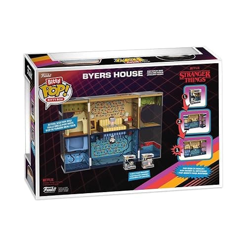 Funko Bitty Pop! Bitty Boxes: Stranger Things - Byers House Playset mit 2-0,9 Zoll (2,2 cm) winzige Mini-Figuren - Sammler-Vitrine mit Innenszene und Aufbewahrung - Geschenkidee thumbnail 4