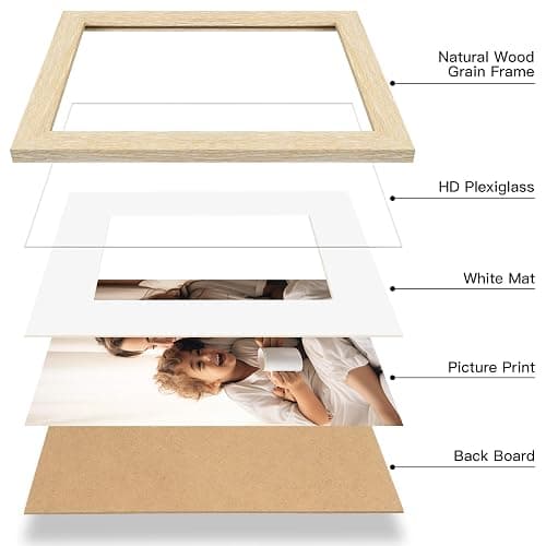 FinalFind 16x20 Picture Frame with Mat for 11x14 Set of 3, Natural Wood Grain 16x20 Frames for Horizontal & Vertical Wall Mounting (3 Pack,Natural) thumbnail 6