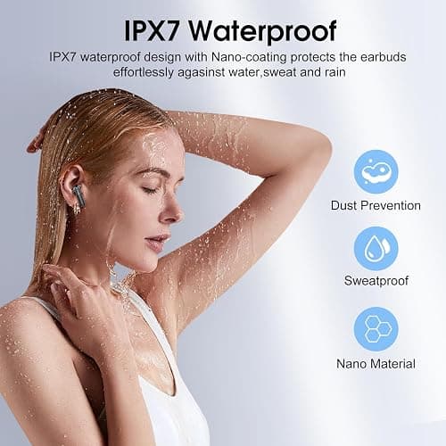 Wireless Earbuds, Bluetooth Ear Buds 5.4 Mini HiFi Stereo with 4 ENC Noise Cancelling Mics Wireless Headphones, 40H in Ear Earphones, USB C, IP7 Waterproof Bluetooth Headphones for Sports, Workout thumbnail 7