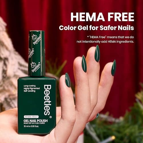 Beetles Green Gel Nail Polish 0.51OZ Dark Forest Green Gel Polish Color HEMA-Free Soak Off UV Nail Lamp Manicure Salon DIY Art Design Decoration at Home Gift for Women Urban Ivy thumbnail 2