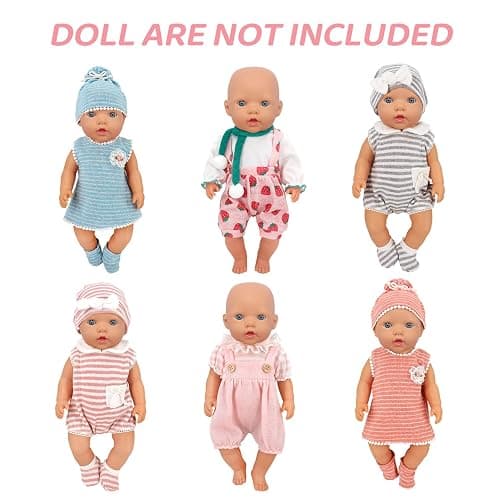 UNICORN ELEMENT 6 Sets 14-18 Inch Baby Doll Clothes, 16 Inch Doll Outfit for 43cm Reborn Dolls, Total 15 Pcs Doll Accessories Doll Clothes and Accessories for 18 Inch Girl Dolls thumbnail 4