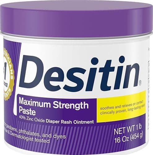 Desitin Maximum Strength Baby Diaper Rash Cream, 40% Zinc Oxide for Treatment, Relief & Prevention, Hypoallergenic, Phthalate- & Paraben-Free Paste, Protects Skin For Up To 12 Hours, 16 oz - Image 1