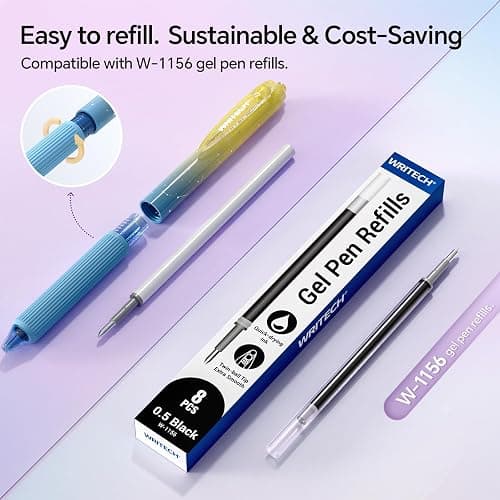 WRITECH Gel Pens Bold Point: 1.0mm Black Ink Retractable 4ct Smooth Writing with Aesthetic Gradient Color Barrel for Journaling Note Taking Silent Click No Smear Nebula Pen Set thumbnail 5