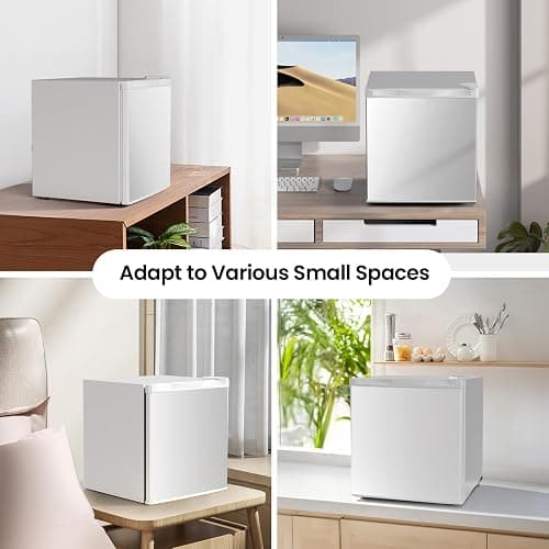 Antarctic Star Mini Fridge with Freezer, Rated 1.6 cu.ft, Small Upright Refrigerator with Removable Shelves, 7 Adjustable Thermostat, Low Noise for Bedroom/Apartment/Office,White thumbnail 7