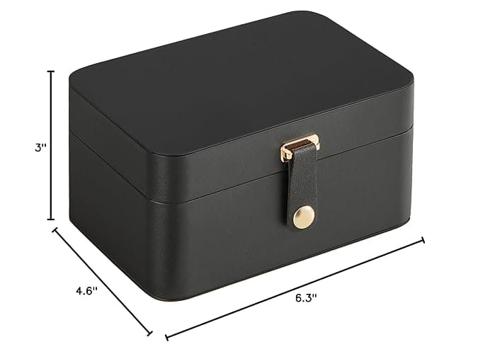 SONGMICS Jewelry Organizer Box, Travel Jewelry Case, 2-Layer Travel Case for Earrings, Necklaces, Bracelets - Portable Jewelry Storage with Large Capacity, Gift Idea, Ink Black UJBC166B01 thumbnail 2