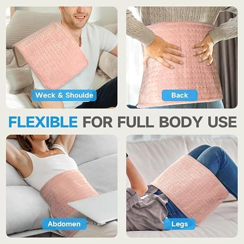 GOTCOZY Heating Pad for Back Pain Relief & Cramps,Electric Heating Pads for Neck and Shoulders with 2H-Auto Shut Off and 5 Heat Settings,Gifts for Women Men 12''X24''(Rose) thumbnail 2