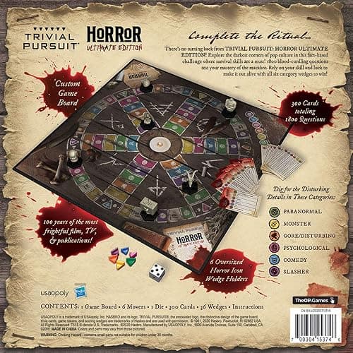 Trivial Pursuit Horror Ultimate Edition | Horror Trivia Game Featuring 1800 Questions from Classic Horror Films & Books | Collectible Trivia Board Game for Fans of Horror Movies thumbnail 6