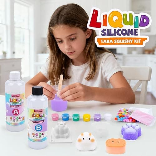 MOELUM DIY Taba Squishy Kit with 6 Molds - 18OZ Bubble Free Liquid Silicone, Fast 2-3H Cure with Easy Guide, Ultimate Craft Gift for Beginners thumbnail 2