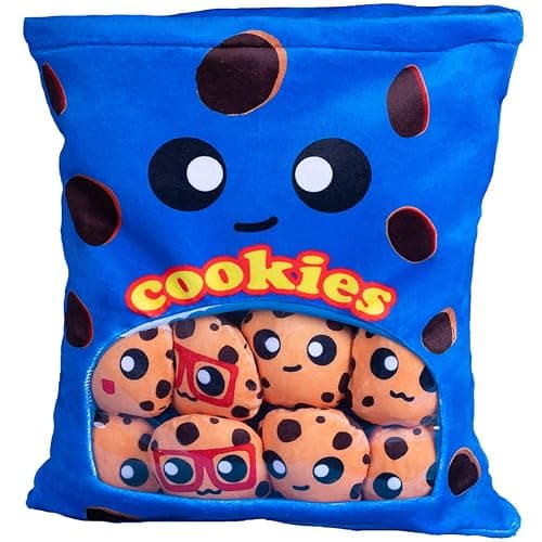 Nenalayo Plushies Doll a Bag of Cookie Toy Stuffed Soft Snack Pillow Plush Yummy Food Toy for Birthday Gift, Stuffed Toy Game Pillow Cushion Gift for Kids (Blue) - Image 1