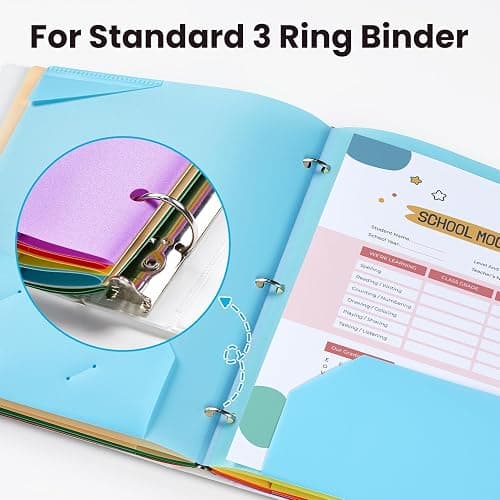 Sooez 2-Pocket Folders, Plastic Folders with Pockets 3 Hole Punched, 1 Pack Pockets Folder for 3 Ring Binder with Labels, Heavy Duty Binder Folder for Document, Letter Size File Folder,White - White - 1 Pack thumbnail 5