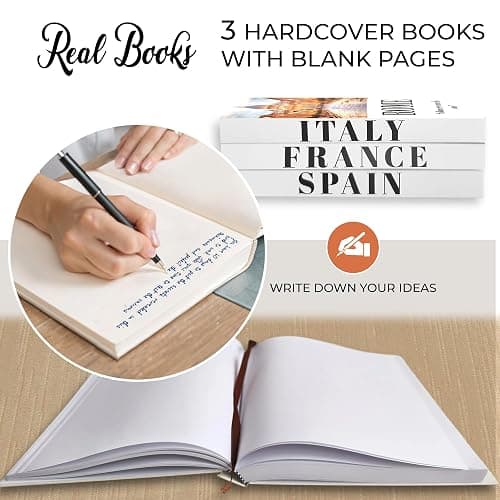SIMPLIFY ASTHETIC - European Cities Decorative Books Set with 2 Busts Greek Methology and 3 Sets White Hardcover Coffee Table Books with Blank Pages, Home Decor Livingroom thumbnail 5