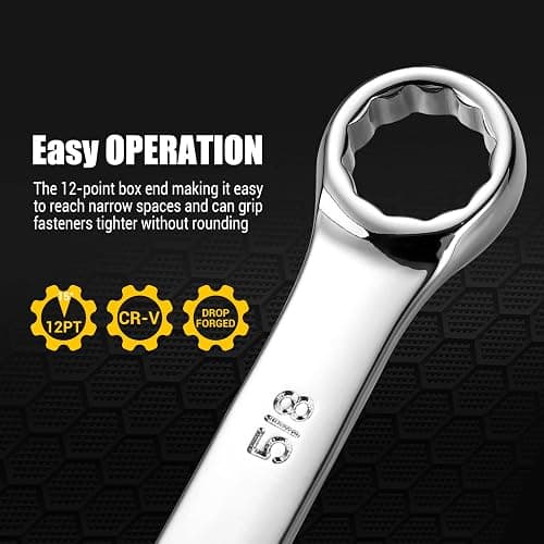 DEKOPRO Combination Wrench Set, SAE&Metric, 30-piece, 1/4'' to 1'' & 8-22mm, 12-Point, Chrome Vanadium Steel, with Plastic Tray thumbnail 5