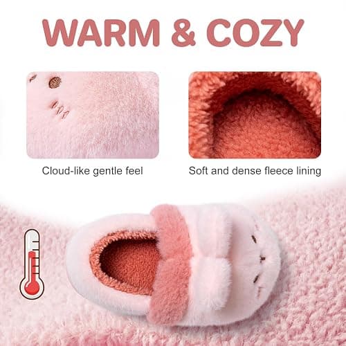 Drecage Toddler Kids Slippers Girls Boys House Shoes Winter Slippers Plush Warm Soft with Cute Cartoon Design Indoor Shoes thumbnail 2