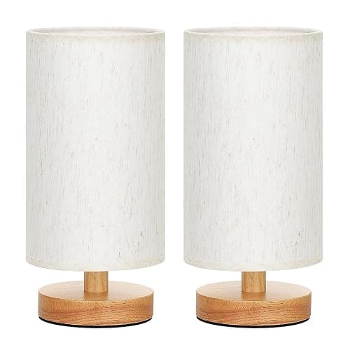 Fenmzee Small Lamps Set of 2 - Inline Control, Bedside Table Lamp for Bedroom with 3000K A15 LED Blub, Easy Assembly (Cream Shade - Wood Base Set of 2, 9" Inline Control) thumbnail 9