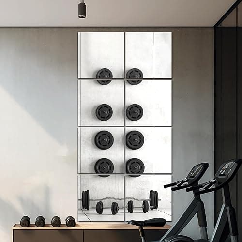Delma Glass Full Length Wall Mirror Tiles, 22'' x 22'' x 4PCS, Frameless Full Body Mirror Tiles for Bedroom, Full Length Mirror Wall Mounted for Home Gym, Door (Glass - 22'' x 22'' - 4PCS) thumbnail 5