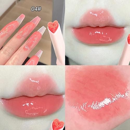 BEAHING Lip Gloss 6Pcs/Set Heart-shaped Jelly Lipstick, Moisturizing Nourishing Long Lasting Non-stick Glossy Lip Balm Makeup thumbnail 3