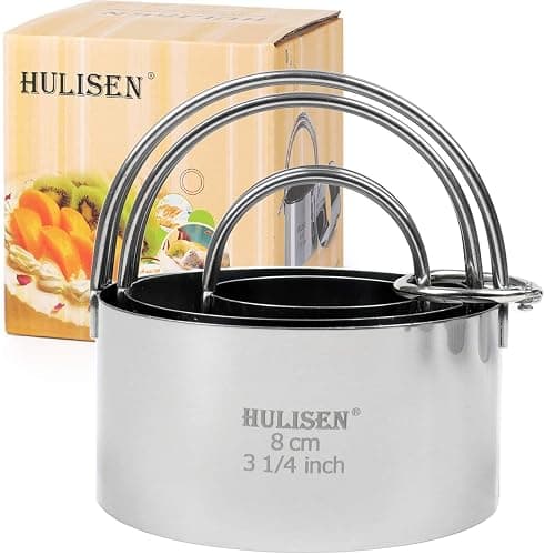 HULISEN Biscuit Cutter Set (3 Pieces/Set), Stainless Steel Round Cookies Cutter with Handle, Professional Baking Dough Tools, Gift Package - Image 1